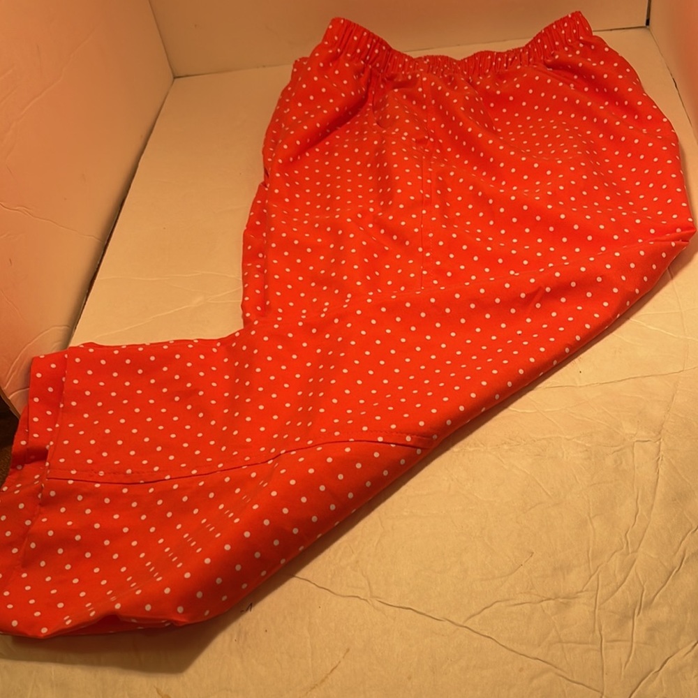 Alia Coral Polka Dot Capri Pants Elastic Waist Size 14 Poly (6)